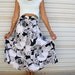1980s ESPRIT skirt // high-waisted flowy rayon black and white skirt