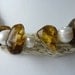 Crochet Linen Necklace With Pearls and Baltic Gold Amber