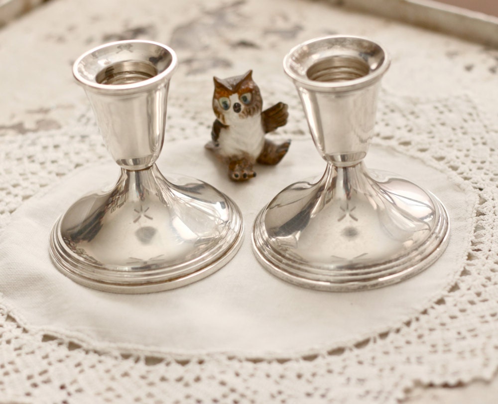 sterling silver candle holders set of 2 Empire weighted candlestick holders