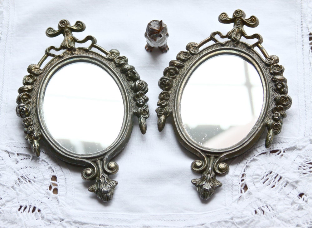metal picture frames set of 2 ornate oval mirrored Italian frames
