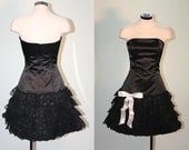 Strapless Black Lace Vintage Party Dress Cocktail Dress Prom Dress Mini Dress