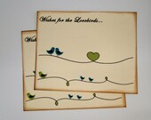 Wedding Guest Book Alternative Cards - Set of 50 - Green and Blue Birds on a Line