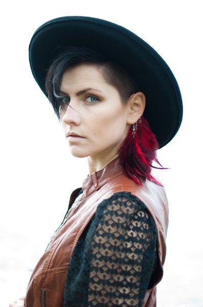 Fire Bird- Red Feather Ear Cuff, Feather Ear Wrap, Statement Earring, Feather Hair Extension, Festival Jewelry