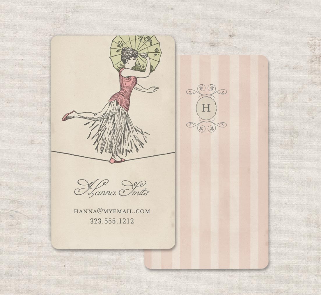 Vintage Business Cards or Calling Cards Vintage Circus Girl Set of 250