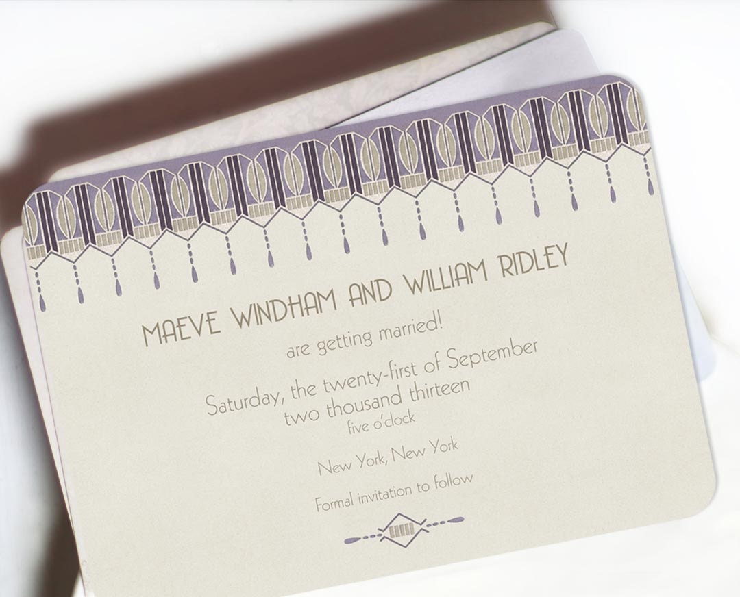 Geometric Art Deco Inspired Wedding Invitations - Save the Dates - Set of 100