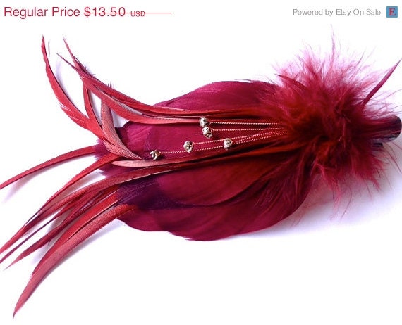 25% OFF Feather and crystals hair clip