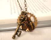 Steampunk Jewelry Necklace Steampunk Key Necklace Antique Brass Steampunk Prom Steam Punk Jewelry