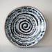 Rustic Large Stoneware Bowl / White Grey Black and Brown / Whirled and Dripped Spiral Glaze / "WHIRLPOOL"