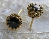 black stud earrings, gold filled stud post earrings,crystal earrings,bridesmaids gift,bridesmaids earrings,bridal jewelry,shabby chic