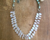 Boho statement necklace - Tail of the Mermaid - Bohemian jewelry crochet strand necklace, sundance, beach jewelry, amazonite artisan jewelry