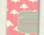 Modern Umbrella - Coral and Gray Baby Shower/Sprinkle PRINTABLE Invitations