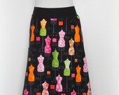 mannequins on black print aline skirt from Wanderlust by Miss Fancypants - light weight 100% cotton