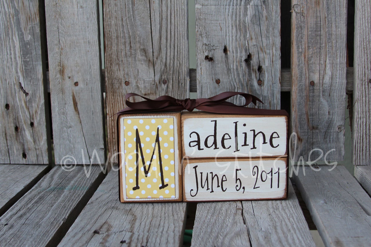 Personalize Baby Block Set or Wedding Block Set  . . . personalized primitive country blocks wedding baby birthday gift home decor