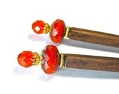Hairsticks, Hair Ornaments, Prom Hair Accessories, Tangerine, Orange