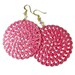 Rose Pink Earrings, Disc Earrings, Filigree Jewelry
