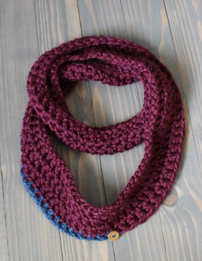 Crochet Infinity Scarf-Plumb