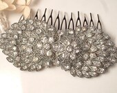 Antique Victorian / Art Deco Silvery Gray Clear Rhinestone Bridal Hair Comb, TRUE Vintage Large Heirloom Brooch OOAK Haircomb Downton Abbey