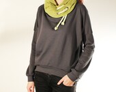 Cowl neck sweater, Gray sweatshirt, Oversized sweater, Gray green