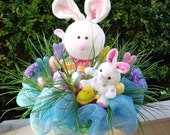 Easter Basket, Bunny Centerpiece, Easter Arrangement, Easter Flower Arrangement, Easter Peeps