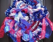 Stars and Stripes Patriotic Wreath, Mesh 4th Of July Wreaths, Outdoor Wreaths Patriotic
