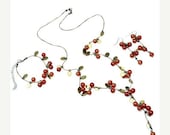 75% OFF CLEARANCE Set Cherry Beaded Necklace Bracelet and Earrings