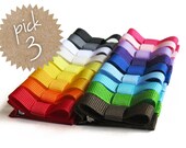 Set of 3 Small Hair Bows on Alligator Clips Fully Lined in Ribbon - Your Choice of Colors - Baby Girl Cute