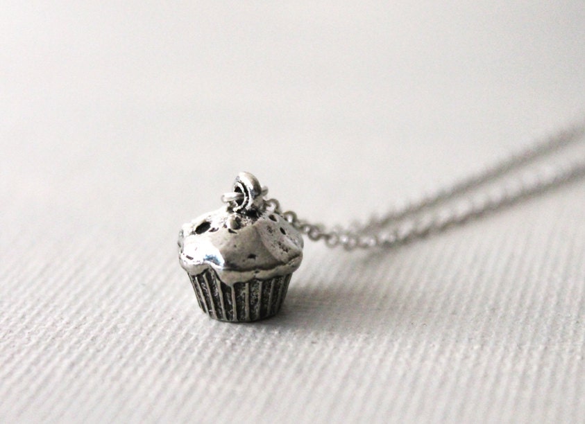 Tiny Cupcake Necklace. personalized cupcake, initial jewelry, miniature, minimalist muffin