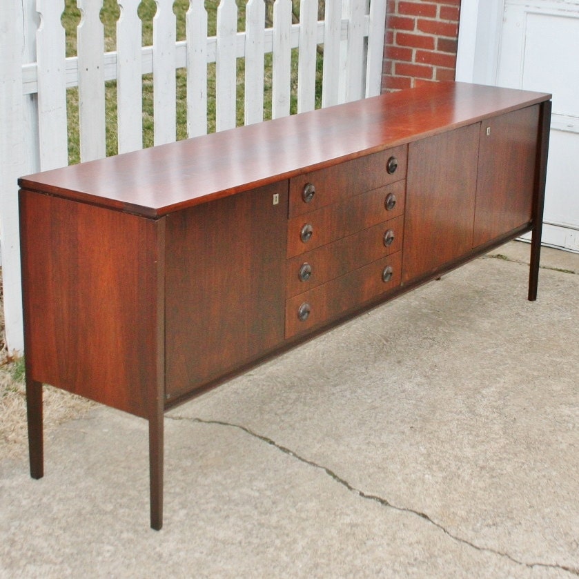 Mid Century Rosewood Credenza - 7 1/2 Feet Long