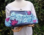 Denim and African print Applique Handbag