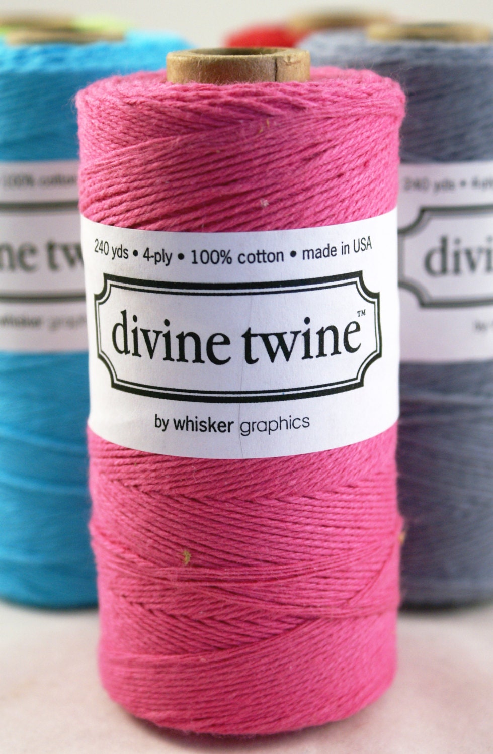 SOLID Dark CARNATION PINK Bakers Twine String for crafting, gift wrapping, packaging, invitations - 240 yards