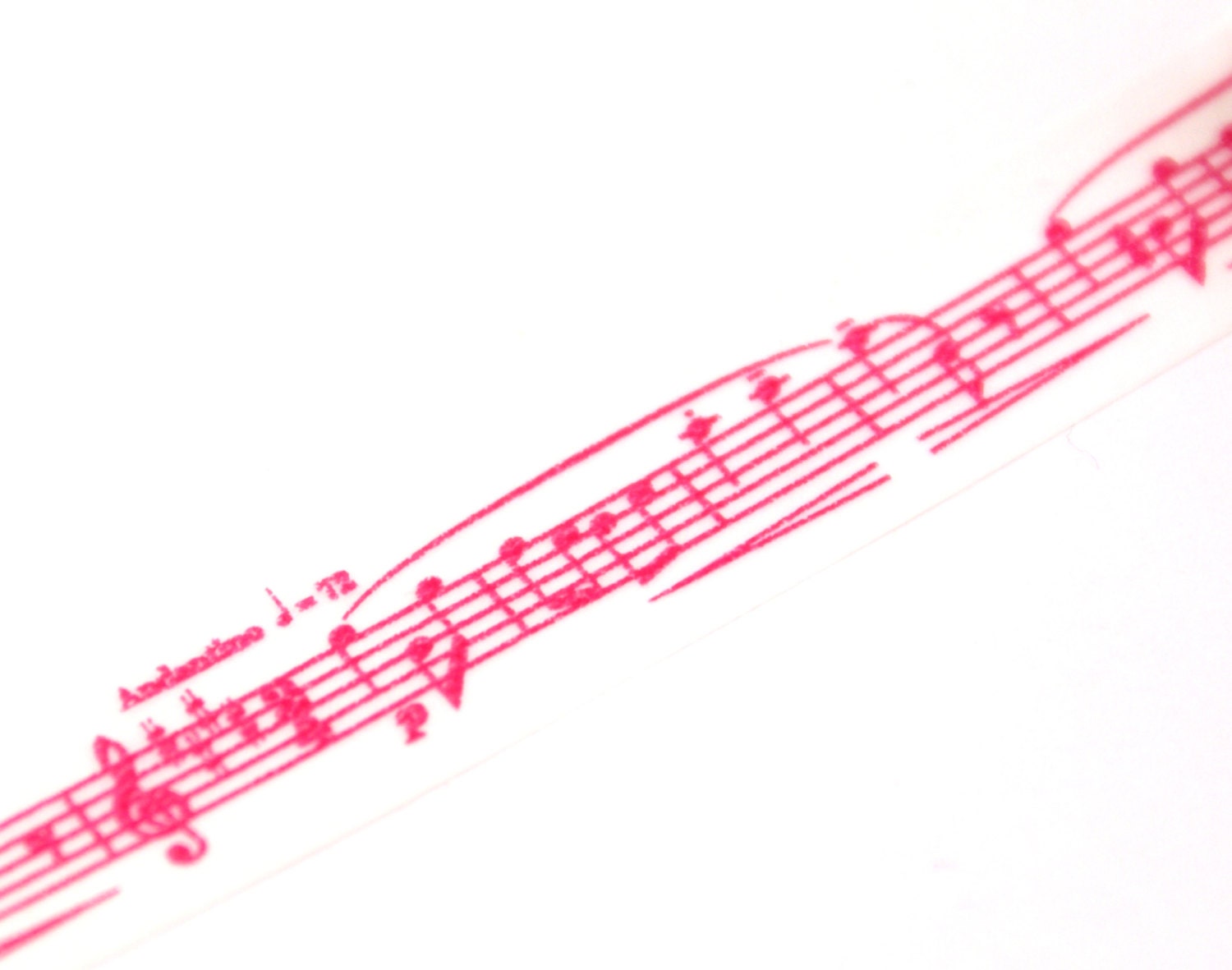DARK PINK Sheet Music on white - Japanese Washi Paper Masking Tape-16.5 Yards