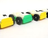 Vintage Fisher Price Garage Cars - Green and Yellow