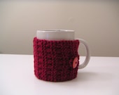 Pomegranate Red Hand Knit Mug and Cup Cozy