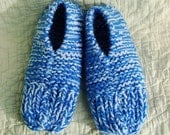 Mens Knitted Slippers size 10 to 11.5 Royal Blue/Baby Blue