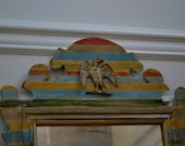 Up cycled Shabby Chic  Hand painted Striped Mirror with eagle
