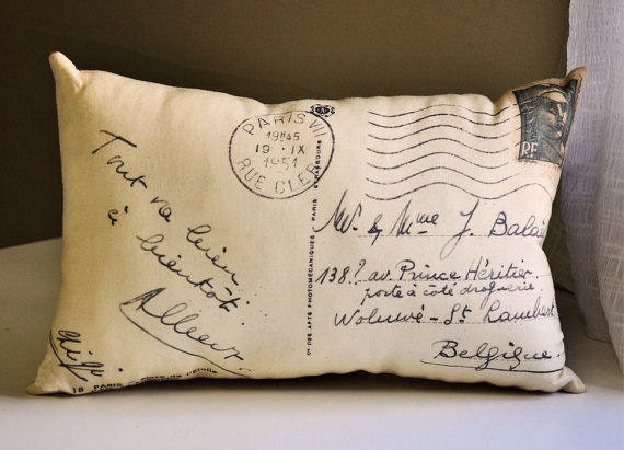 French postcard pillow