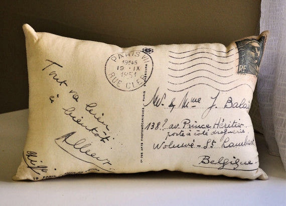 French postcard pillow