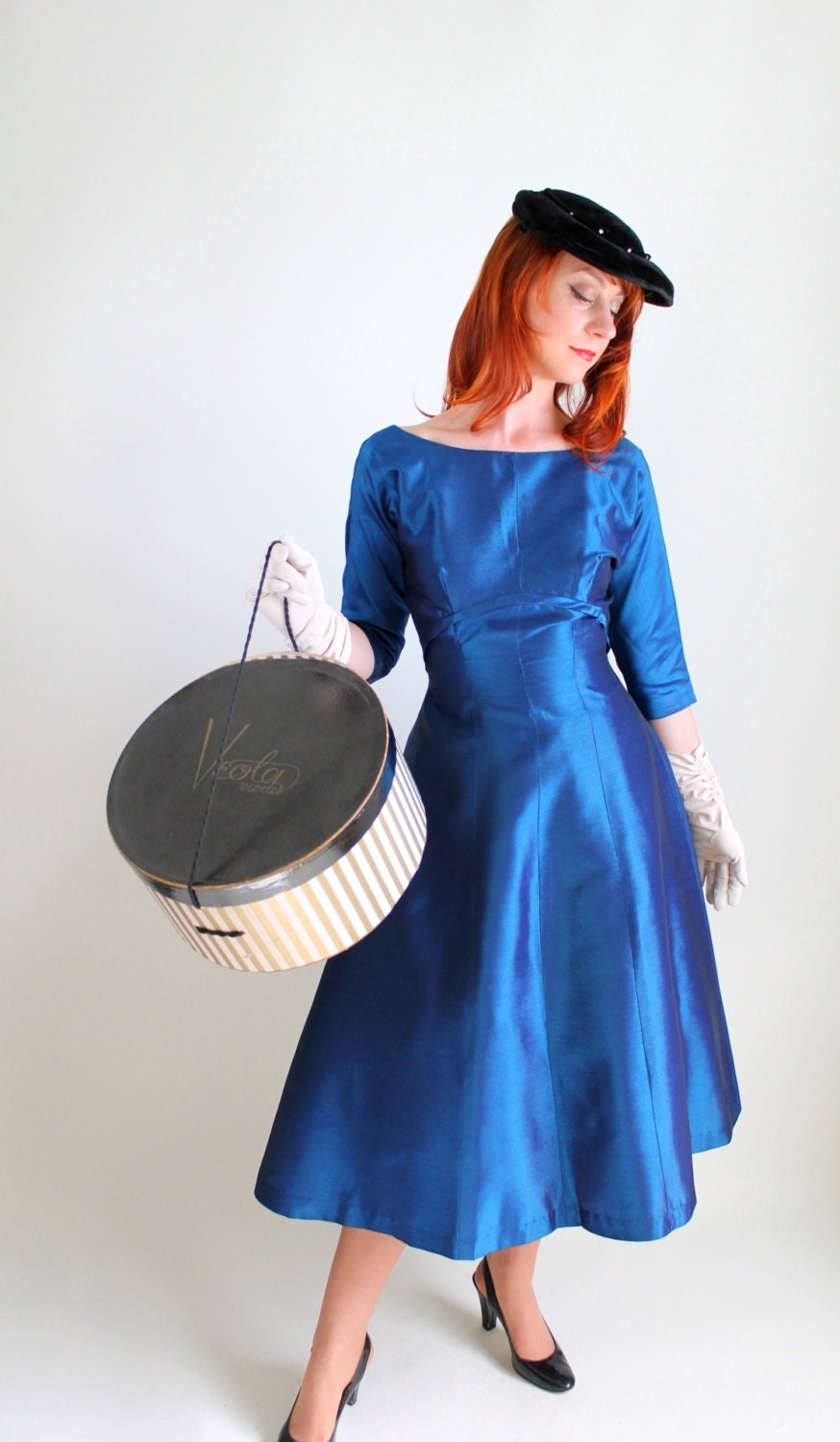 1950s Sharkskin Blue Party Dress. Formal. Cocktail. Mad Men Fashion. Wedding Bridesmaid. Size Medium