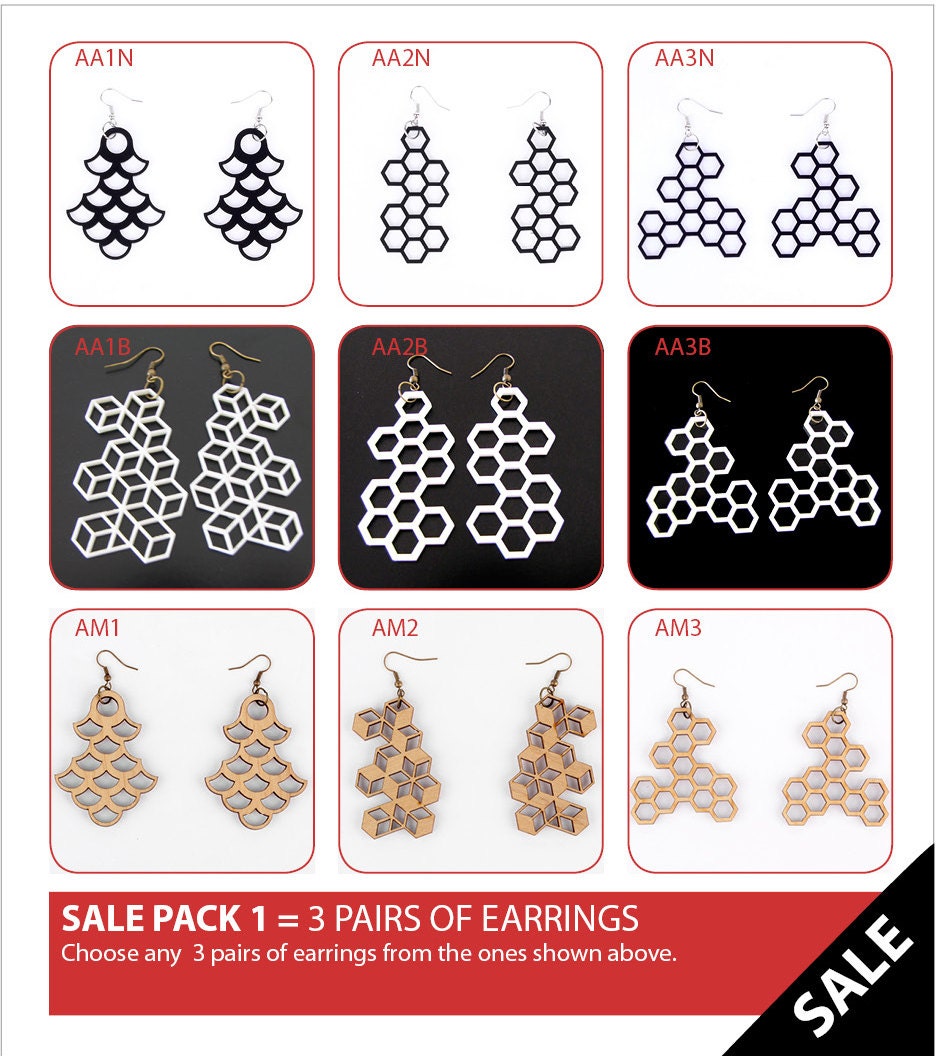SALE PACK 1. 3 Pairs of earrings.