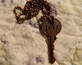 Vintage Style "GIVING" Key Necklace "Love"