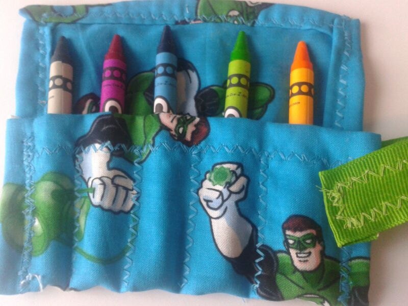 Crayon Roll Party Favors, Green Lantern, Birthday