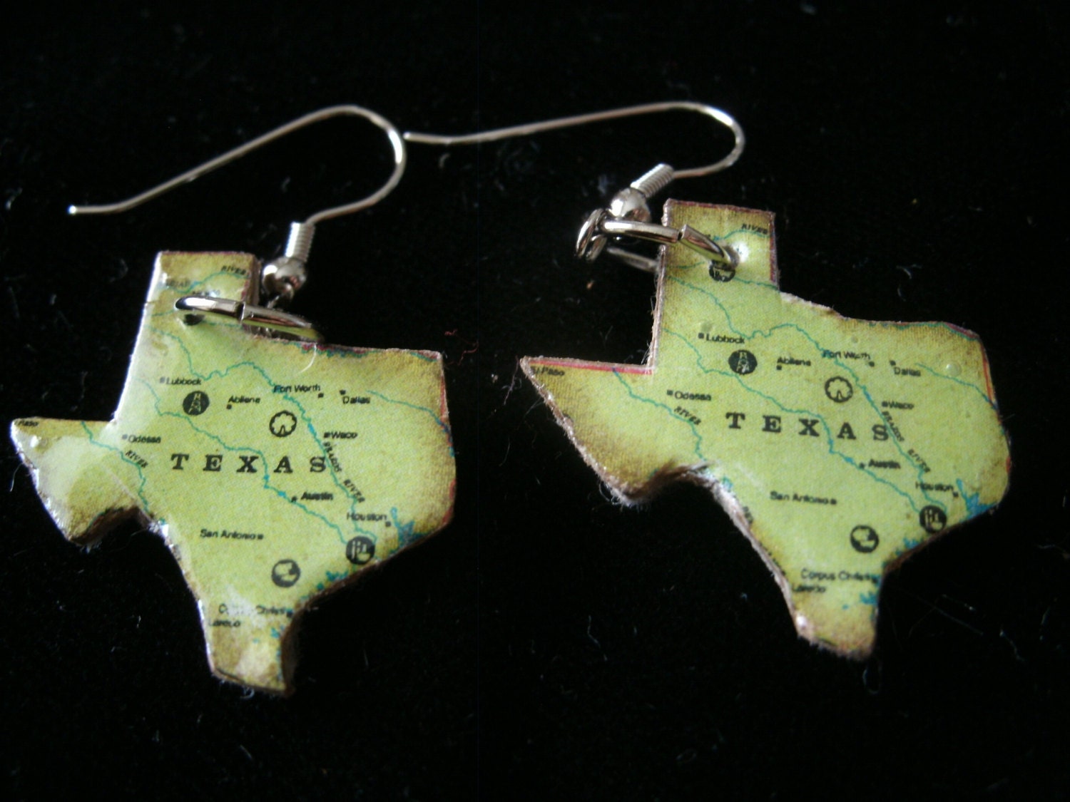 vintage texas puzzle piece tiny earrings