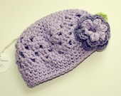 Light Purple Crochet Hat 0-3  Month Old Size Spring Summer Fall Cotton