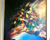 FOREVER, acrylic Botanical painting by Joseph Kinnebrew - 1993 - 42 inch by 42 inch