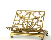 Book Stand. Easel. Decorative. Vintage Brass Book Stand. Rustic Patina. Spring Home Decor. Desk Bookshelf Brass Decor. Rhapsody Attic.