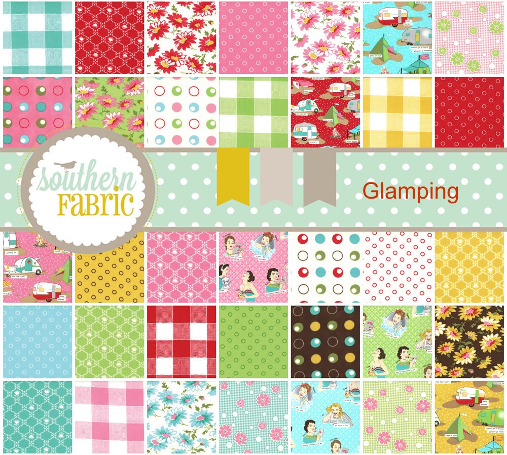 Glamping - by Mary Jane for Moda Fabrics Designs - Charm Pack 5 inch - 42 Quilt Fabric Squares 11600PP