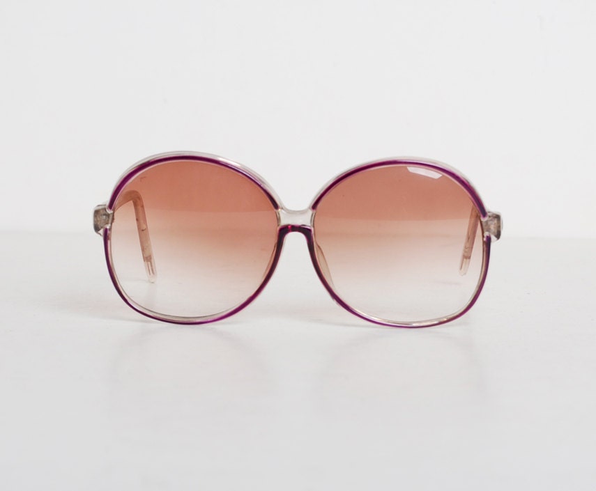 Vintage 60s 70s Round Purple Sunglasses Shades
