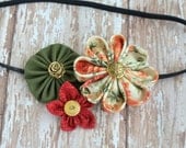 Sunrise Fabric Flower Trio Headband