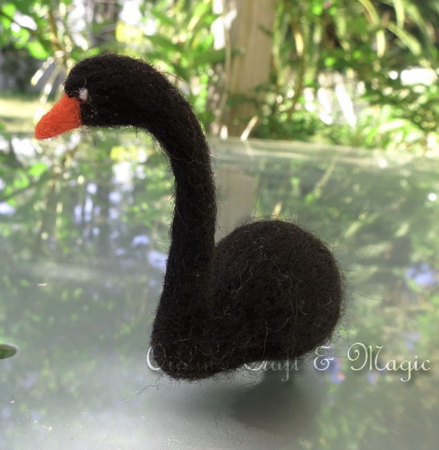 Needle felted Black swan.