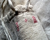Antique linen bedclothes monogrammed JM French nightie front panel great for small sewing projects OOAK steampunk